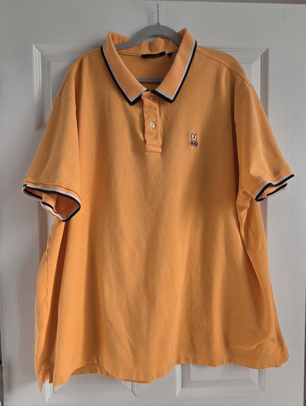 Psycho Bunny Orange Polo with Black And Tan Trim